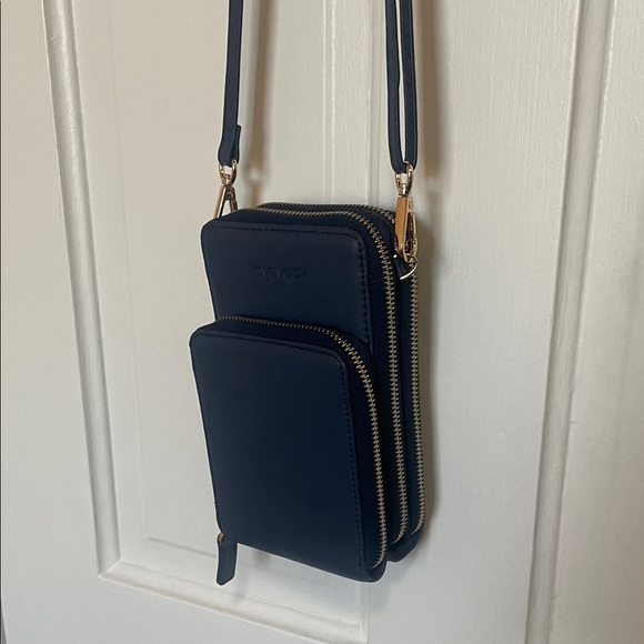 Lovekook Handbags - Navy Crossbody Phone Bag with Gold Hardware